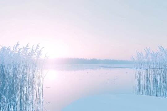 Golden sunbeams kiss the tranquil lake, casting a magical reflection on the serene water
