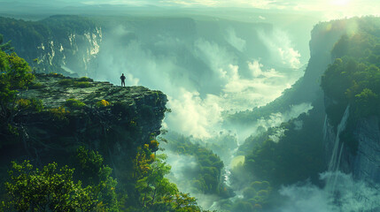 Solitary Wanderer Embracing Nature's Majesty