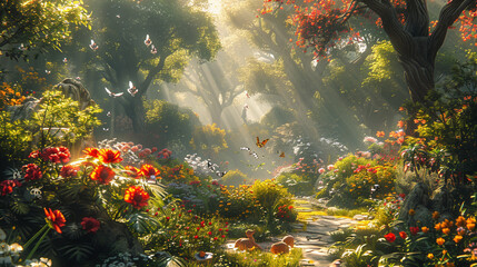 Tranquil Garden Stroll Amidst Nature's Symphony