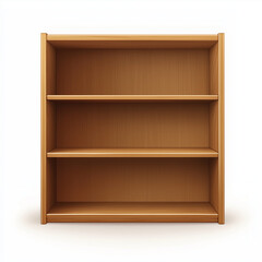 Empty Wooden Bookshelf Three Shelves Storage Unit Display. Generative Ai.