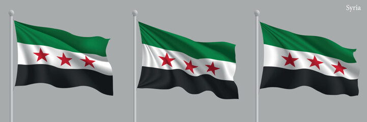Waving Syrian flag on flagstock