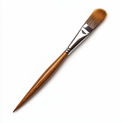 Wooden Handle Paintbrush, Artist Supplies, Flat Bristles, Art Tool, Painting Accessory, Brown Wood,. Generative Ai.