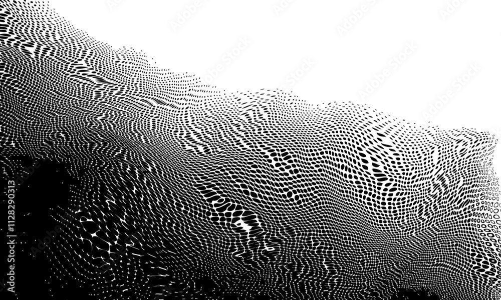 Poster black on white background. black and white dissolve halftone grunge effect. vector illustration. pix