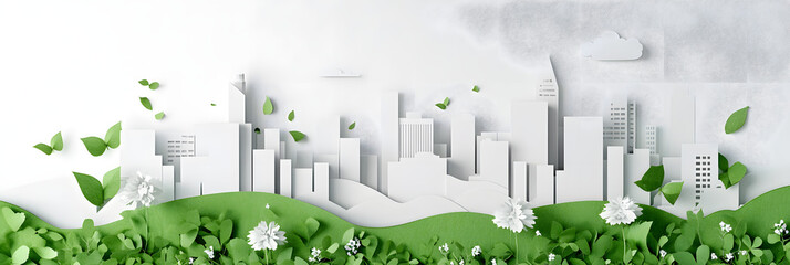 The person who knows. Tree, Achieve sustainable growth, World Environment Day. White eco urban city and nature landscape background paper art style.	