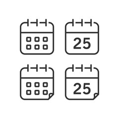 Calendar icon set isolated vector illustration.