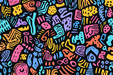 Brightly Colored Geometric Patterns And Shapes In A Modern Abstract Design For Digital Artwork. Generative AI