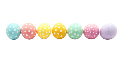 Fototapeta premium Easter eggs in row isolated on transparent background. PNG. Generated AI.