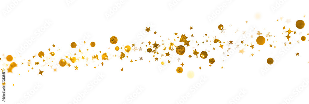 Canvas Prints scattered golden seqines and stars isolated on white or transparent background