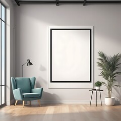 Stylish White Photo Frame Mockup on Plain Background