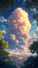 Fototapeta premium Dramatic clouds illuminated by golden sunlight at sunset