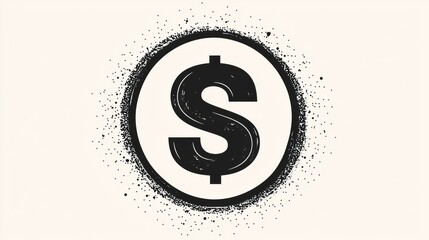 Obraz premium Black dollar symbol on a white background