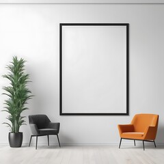 Stylish White Photo Frame Mockup on Plain Background