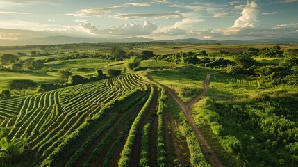 Natural hedgerows surrounding farmland to increase wildlife corridors and pollinator habitats
