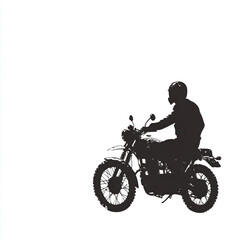 Obraz premium man on motorcycle, Black vector illustration of a motorcycle rider, white background