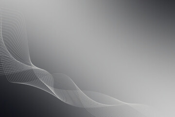 Abstract design with white wavy lines on a black background, creating a sense of movement and fluidity