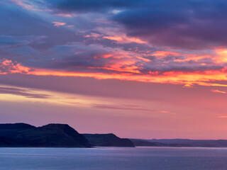 Winter morning captures looking east along the jurassic coastline from Charmouth to West Bay in Dorset
