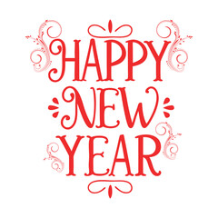 Happy new year typography design for t-shirt design