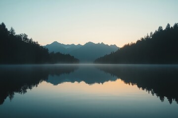 Fototapeta premium A serene lake with mountains in the background