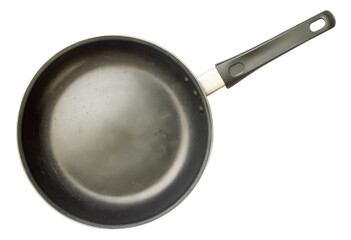 Non-stick frying pan with black handle isolated with transparent background