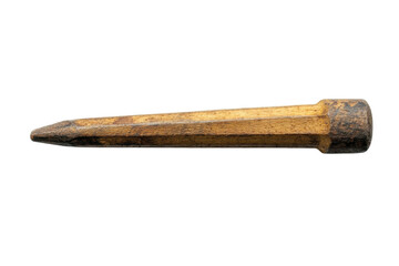 Wooden stake used in outdoor activities for securing tents or marking boundaries at campsites