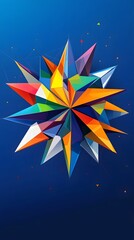 Abstract stars, polygonal shapes, colorful background, vector illustration, geometric art style