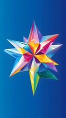 Abstract stars, polygonal shapes, colorful background, vector illustration, geometric art style