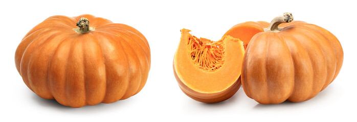 piece of pumpkin isolated on white background. clipping path
