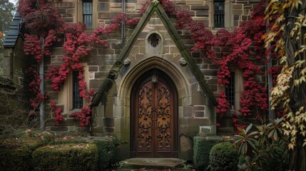 Enchanting Autumn Entrance to a Timeless Gothic Cathedral