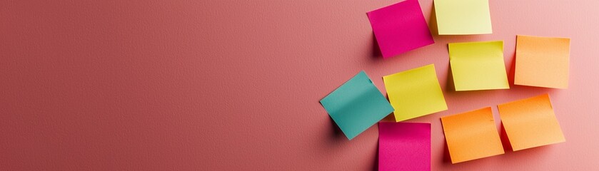 Fototapeta premium Team Collaboration for Effective Planning and Optimization ,Colorful sticky notes arranged on a surface, ideal for organization and brainstorming.