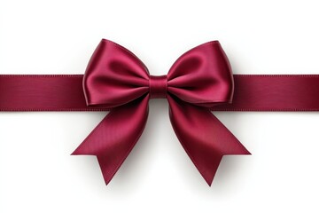 Fototapeta premium Red ribbon and bow on white background.