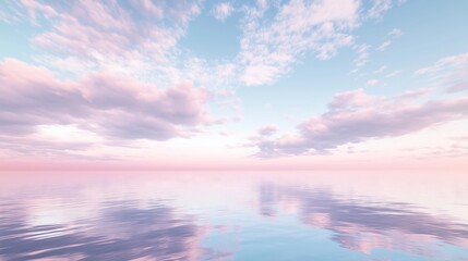 Obraz premium A tranquil landscape with soft clouds and pastel hues invites peace and solitude.