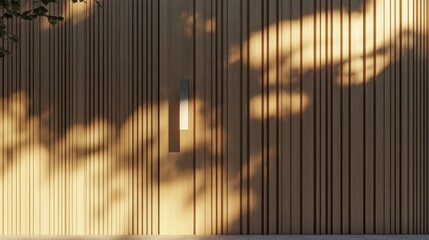 Obraz premium Warm Wooden Slats with Soft Sunlight Filtering Through