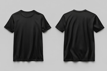 Black Short Sleeved T Shirt Front And Back View