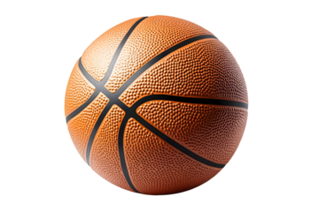 Team sports backgrounds, basketball championship picture and athletics tournament clipart concept with PNG photo of orange ball isolated on transparent background with clipping path cutout
