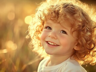 Fototapeta premium happy child smiling in a sunny field