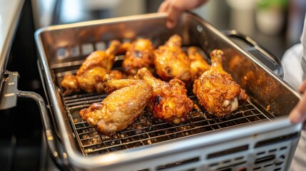 Crispy Golden Brown Chicken Drumsticks Cooked in an Air Fryer