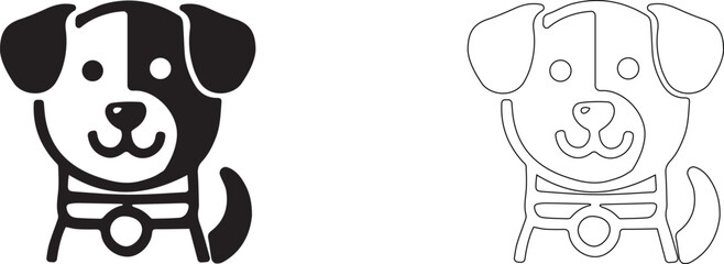 Fototapeta premium Cute puppy with a medallion. Vector icon.