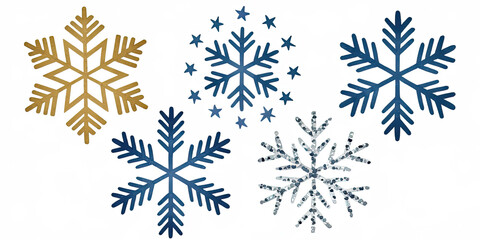 Fototapeta premium Festive Gold Blue Snowflakes Winter Holiday Design