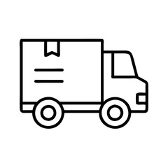 delivery truck icon, shopping vector icon, ecommerce vector icon - black outline icon of delivery truck symbolizing social media, Shopping and E-commerce in simple design.