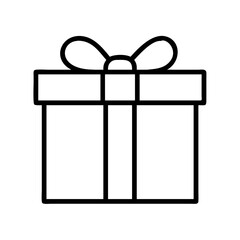 gift box icon, shopping vector icon, ecommerce vector icon - black outline icon of gift box symbolizing social media, Shopping and E-commerce in simple design.