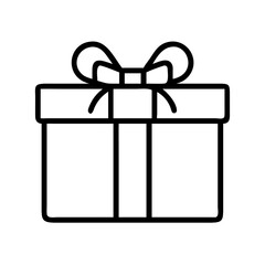 gift box icon, shopping vector icon, ecommerce vector icon - black outline icon of gift box symbolizing social media, Shopping and E-commerce in simple design.