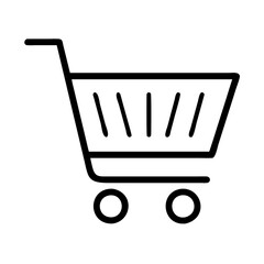 shopping cart icon, shopping vector icon, ecommerce vector icon - black outline icon of shopping cart symbolizing social media, Shopping and E-commerce in simple design.