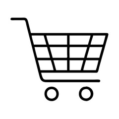 shopping cart icon, shopping vector icon, ecommerce vector icon - black outline icon of shopping cart symbolizing social media, Shopping and E-commerce in simple design.