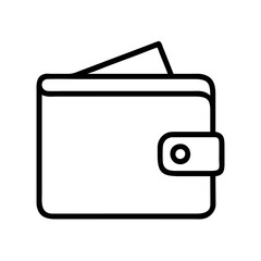 wallet icon, shopping vector icon, ecommerce vector icon - black outline icon of wallet symbolizing social media, Shopping and E-commerce in simple design.
