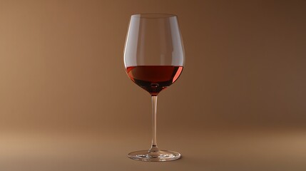 A glass of red wine on a brown background.