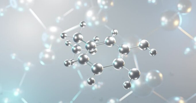 Hydroxytyrosol rotating 3d molecule, molecular structure of phenylethanoid, seamless video