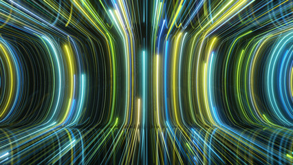 Light rays lines stripes neon color path glow. Futuristic animation for titles or logo.3D background colorful lines.2