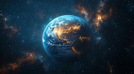 Fototapeta premium Beauty of planet Earth with nebula and planet.