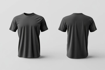 Black Short Sleeve T Shirt Front And Back View