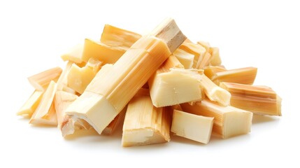 Chopped Bamboo shoots isolated in white background